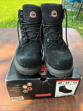 Brahma Black Suede Lace-Up Work Boots